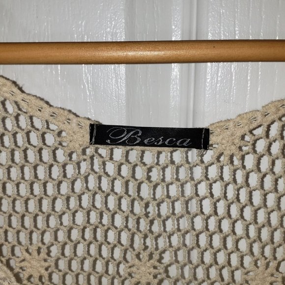 BESCA LADIES CROCHETED LACE TOP CREAM COLOR - Picture 5 of 7